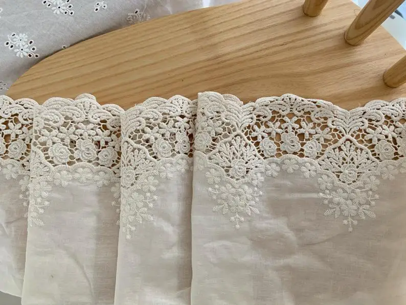 Natural Cotton Lace Trim Embroidered Eyelet Lace Trim Cotton Lace Trim With Hollowed Out Floral Cotton Eyelet Lace Trimming