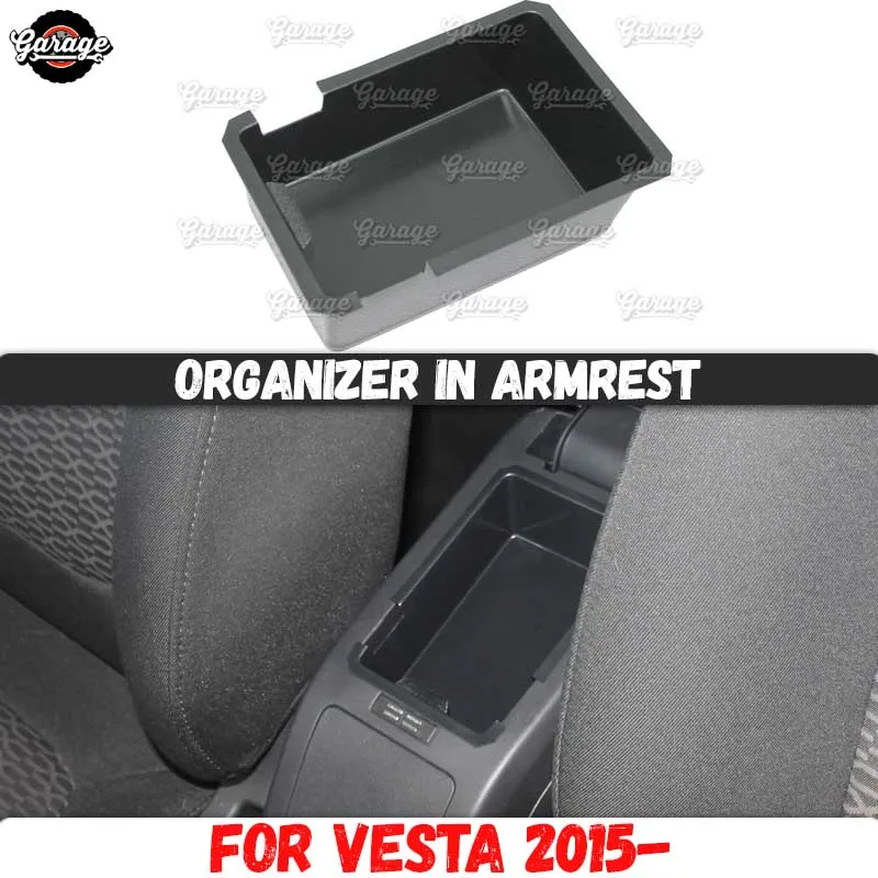 

Organizer Box for Lada Vesta 2015- in car center armrest ABS plastic accessories console function container holder tray