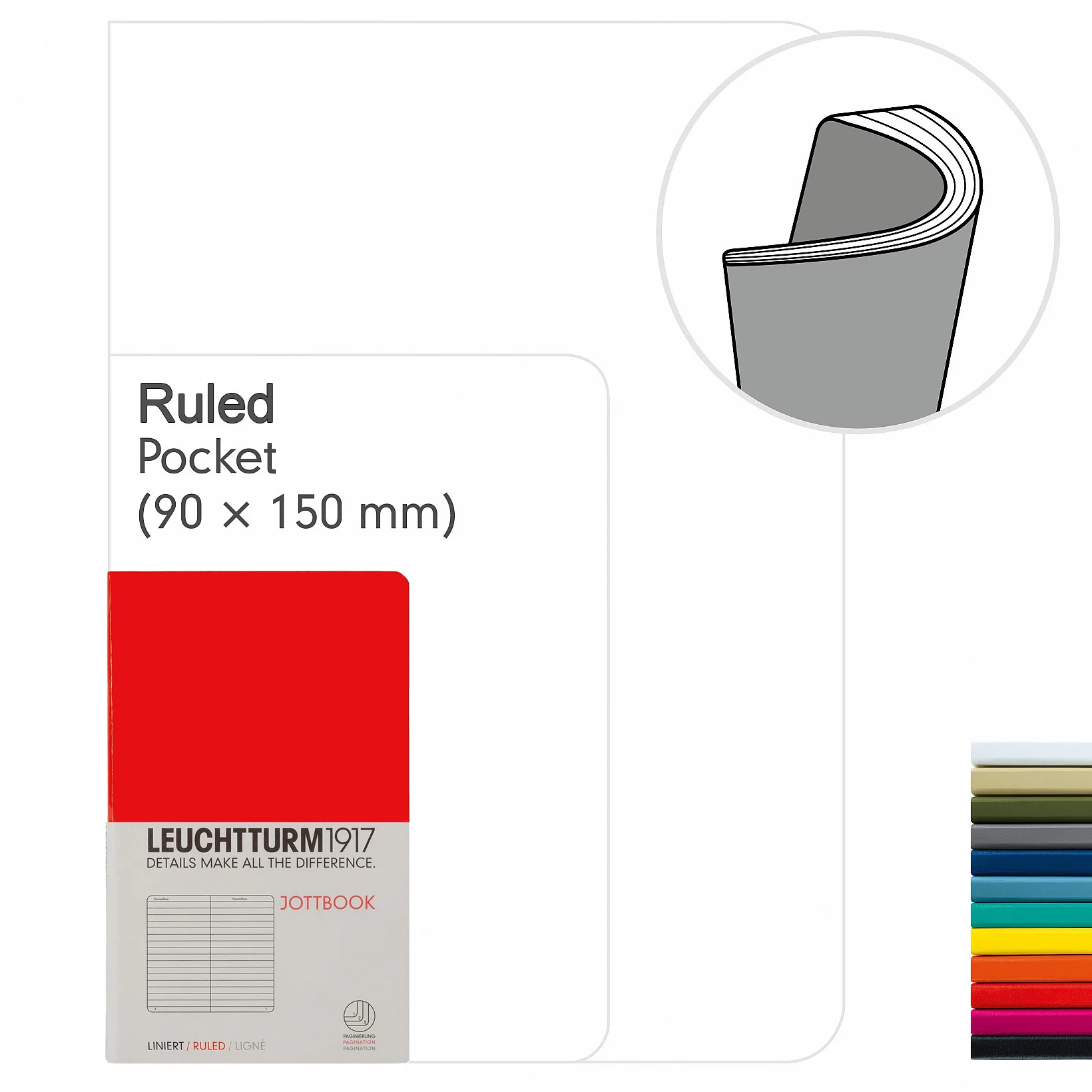 Leuchtturm1917 Jottbook, Pocket (A6), Soft Cover, 60 Numbered Pages - Ruled