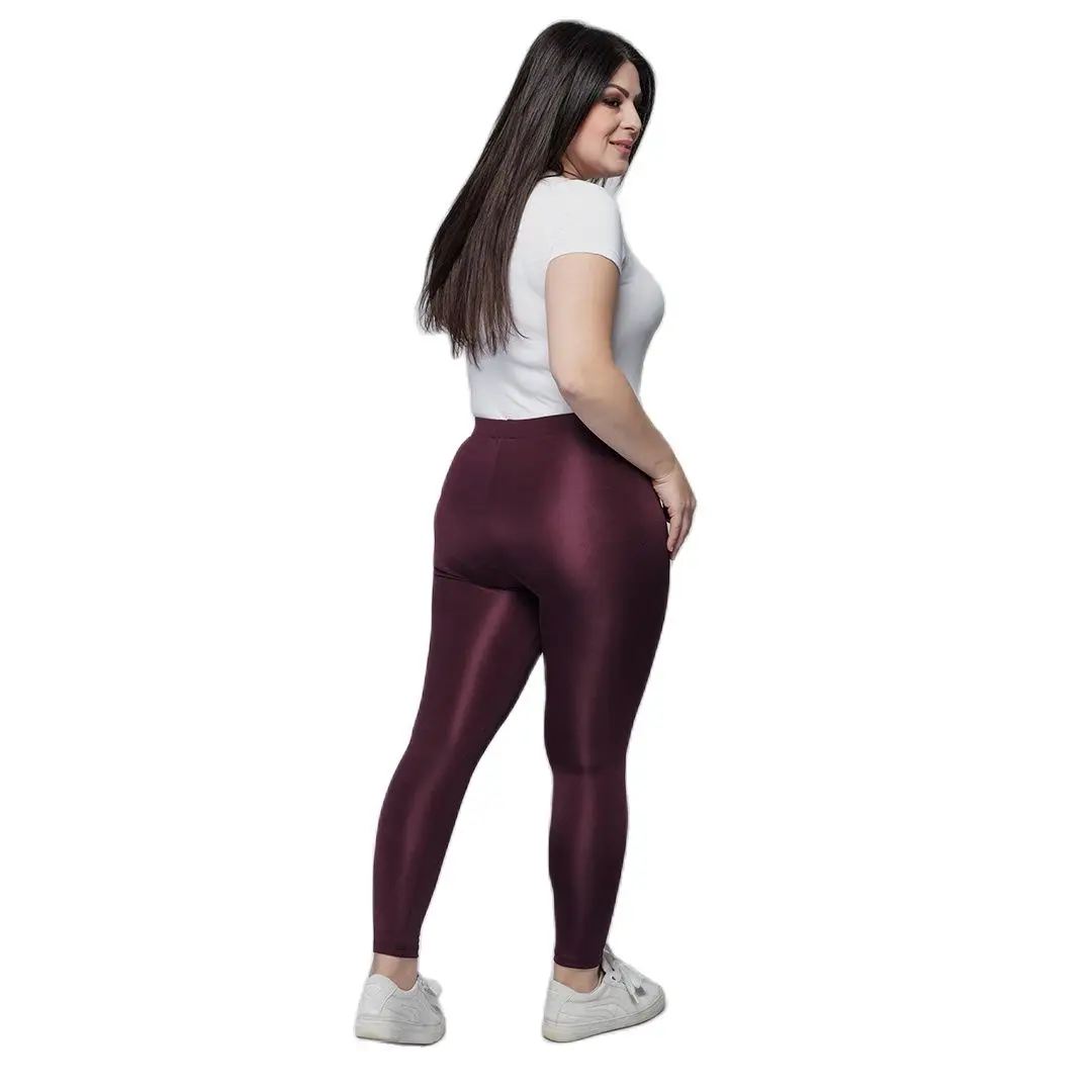 Women's Plus Size Legging Solid Shiny Pant Spandex High Elasticity Soft Multicolor, Designed and Made in Turkey