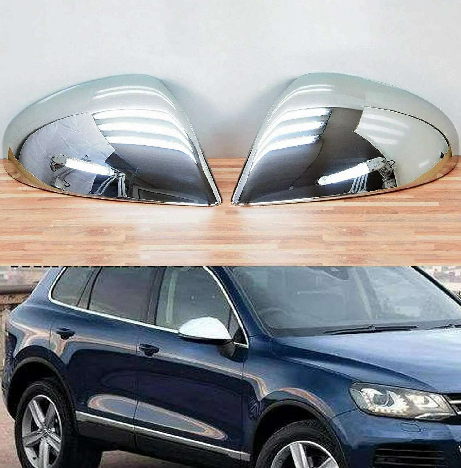 For Volkswagen TOUAREG 7P 2010-2014 Prefacelift stainless steel chrome rearview cases