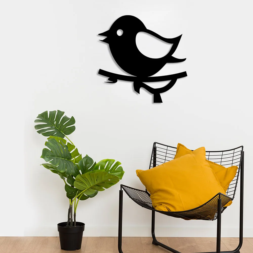 Cute Baby Bird Standing on Branch Wall Room Home Accessory Wooden Table 50x48cm