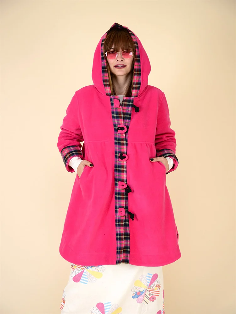 

Plaid Pattern Full Sleeve Length Hooded Fleece Fabric Pocketed Winter Jacket 2022 New Fashion Women's Outwear Four Color Options