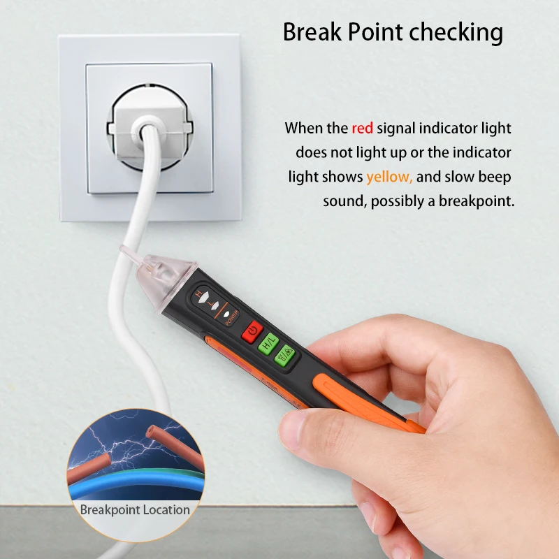 T-02A ไฟแสดงสถานะสายไฟเครื่องทดสอบแรงดันไฟฟ้าปากกาตรวจจับสมาร์ท Breakpoint Finder Sound Light Alarm 12-1000V