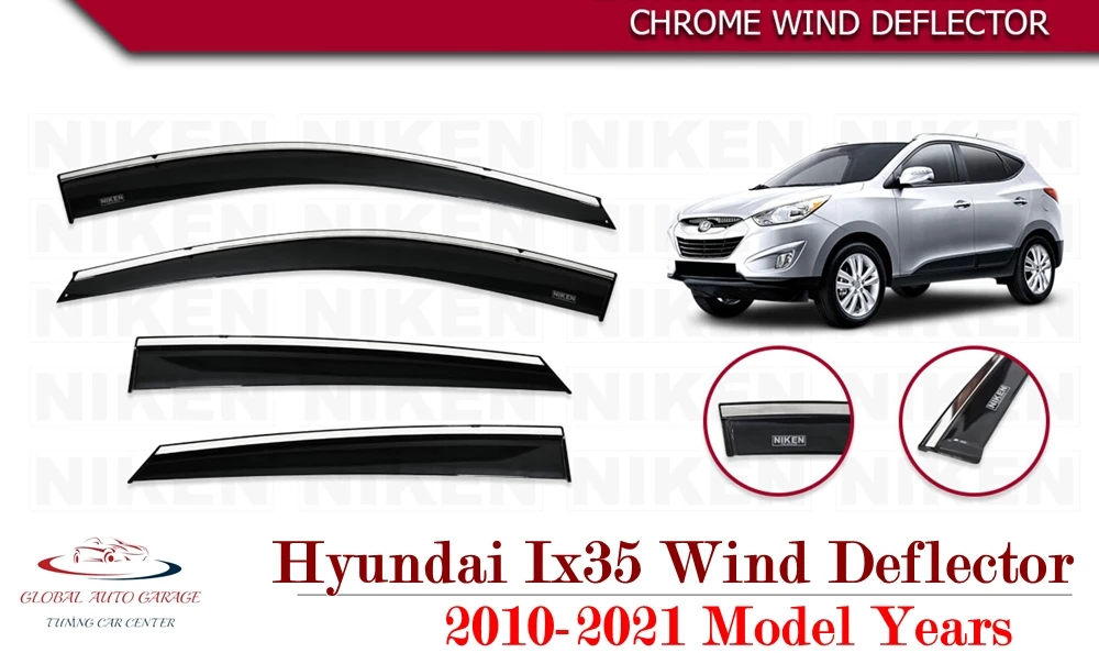 For HYUNDAI IX35 Chrome Rain Wind Deflector 2010 2011 2012 2013 2014 2015 2016 2017 2018 2019 2020 Sunshade Curtains Car Auto