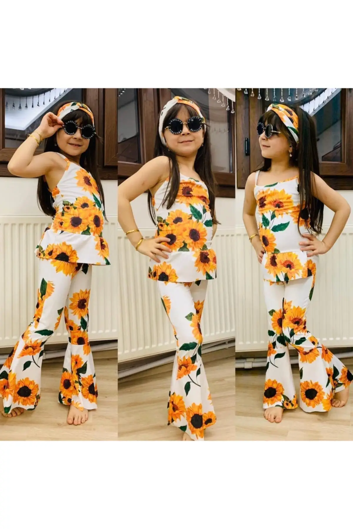 Sunflower Submersible Eared Hooded Zipper Printed Fashion jumpsuit Baby Printed Suit Baby Clothing Kids Clothes Baby Dress male set