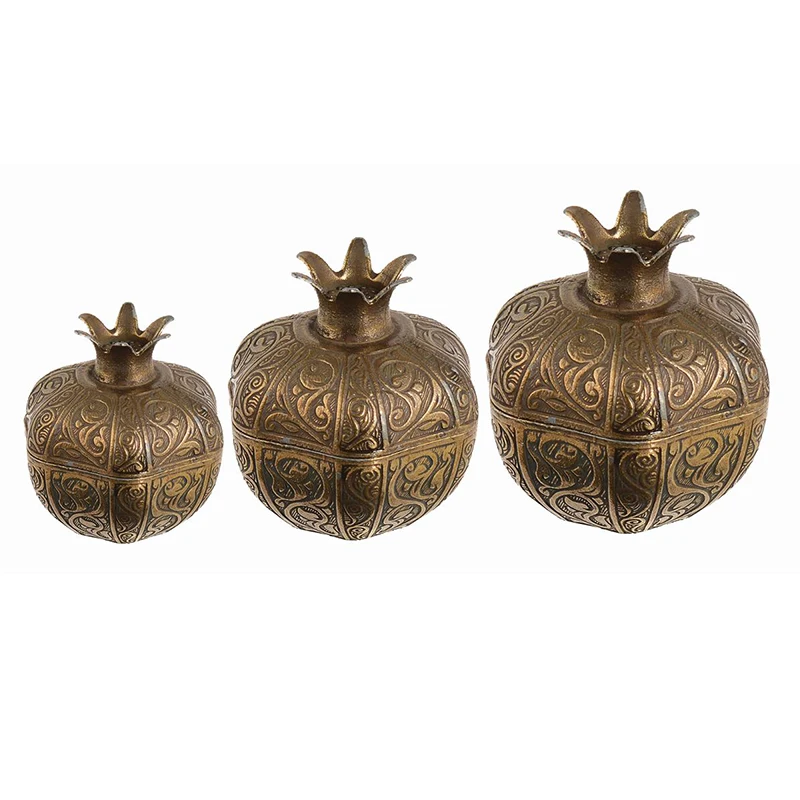 Miniature Pomegranate Turkish Deligt Candy Sugar Bowl Vintage Antique Style Unique Home Decor Kitchen 3 Pieces Set Gift New Home