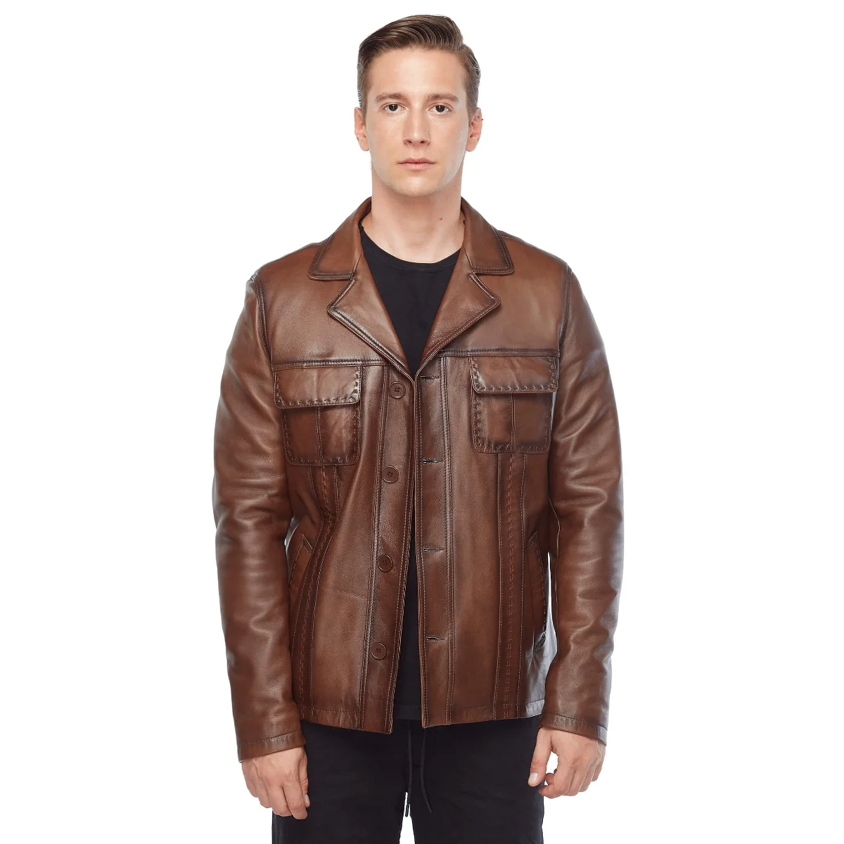 Shark Puntolu maschio pelle cappotti Tan Orjinal Lambskin autunno inverno 2022 Biker Slim Large Size VintageTürkiye