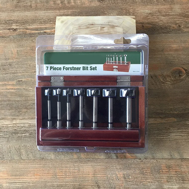 7 PCS Forstner Bit Professional Set in  aWooden Box, Imperial Inch Set