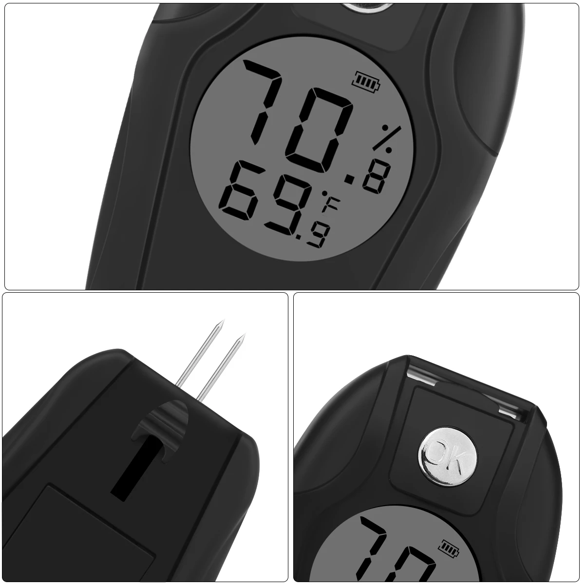 XIFEI Cigar Hygrometer With Dual Sensor Probe Humidor Moisture Meter LCD Display Professional Smoking Humidity Gauge