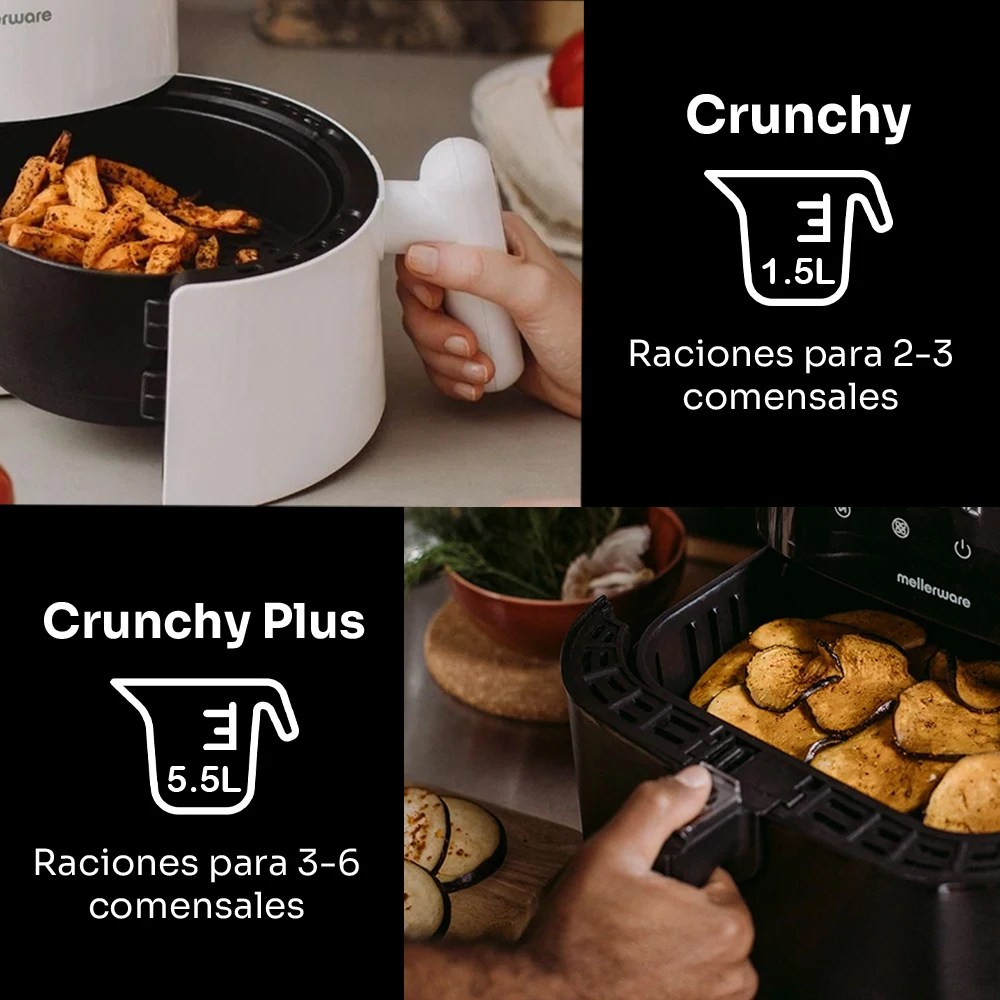 Mellerware-fritadeira de ar crocante! Com capacidade de 1.5l ou 5.5l. Temperatura ajustável 80-200 °c, programável, fritadeira elétrica livre de óleo, fritadeira de ar modelo 2022, tátil, multifunções, forno saudável profissional