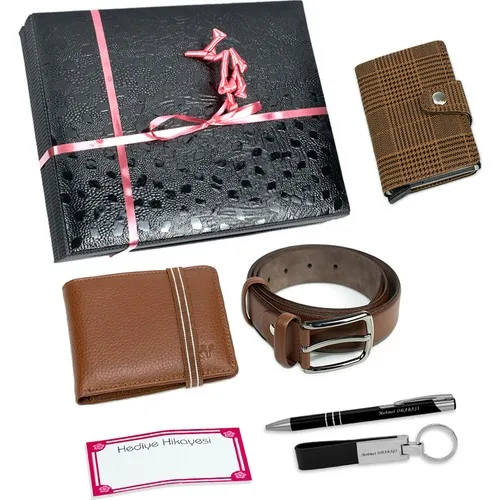 HKY Male Leather Wallet & Mechanismed Card Wallet and Belt Set