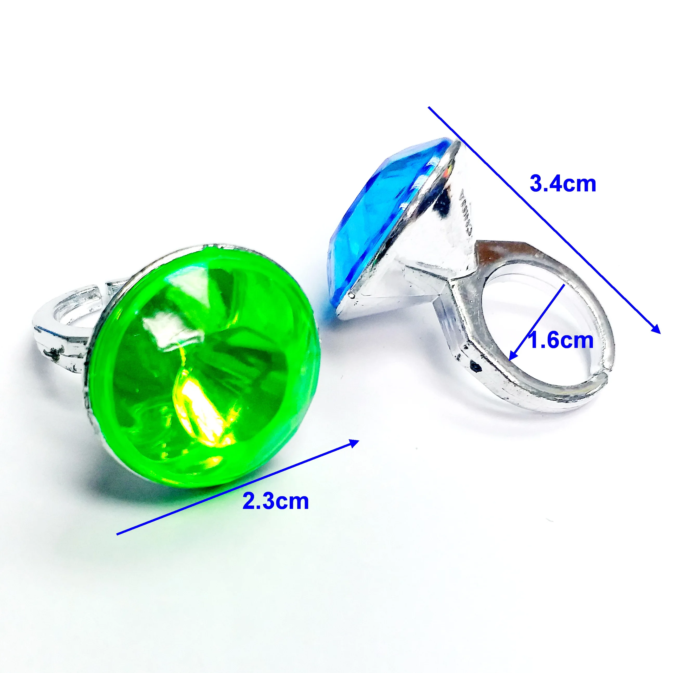 Ensemble de bijoux ronds en argent pour enfants, émeraudes de diamant, bijoux Power Ring, décoration de gâteau, poitrine de sagesse 7,5, 50 pièces