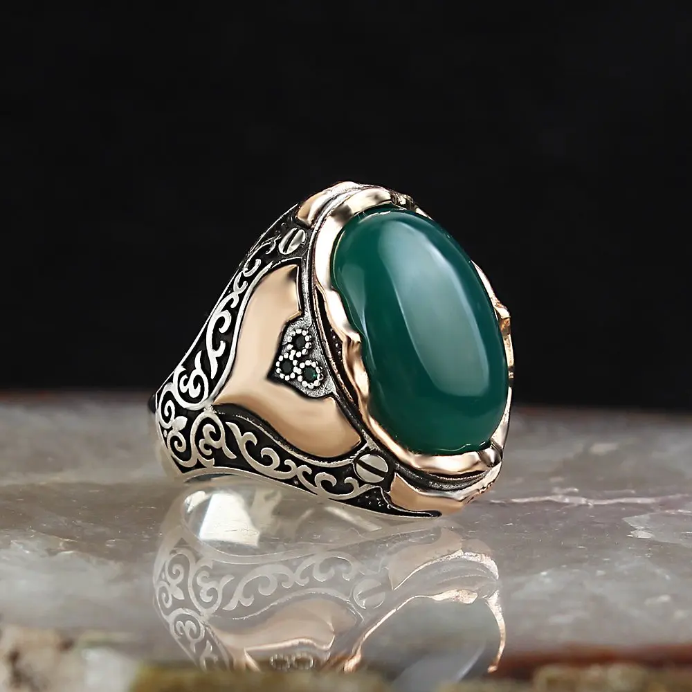 Agate Gemstone 925 Sterling Silver Men 'S Ring