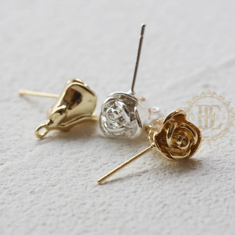 DIY Supply-2 Pieces (One Pair) Premium Plated Solid Brass Earring Finding (4708C)