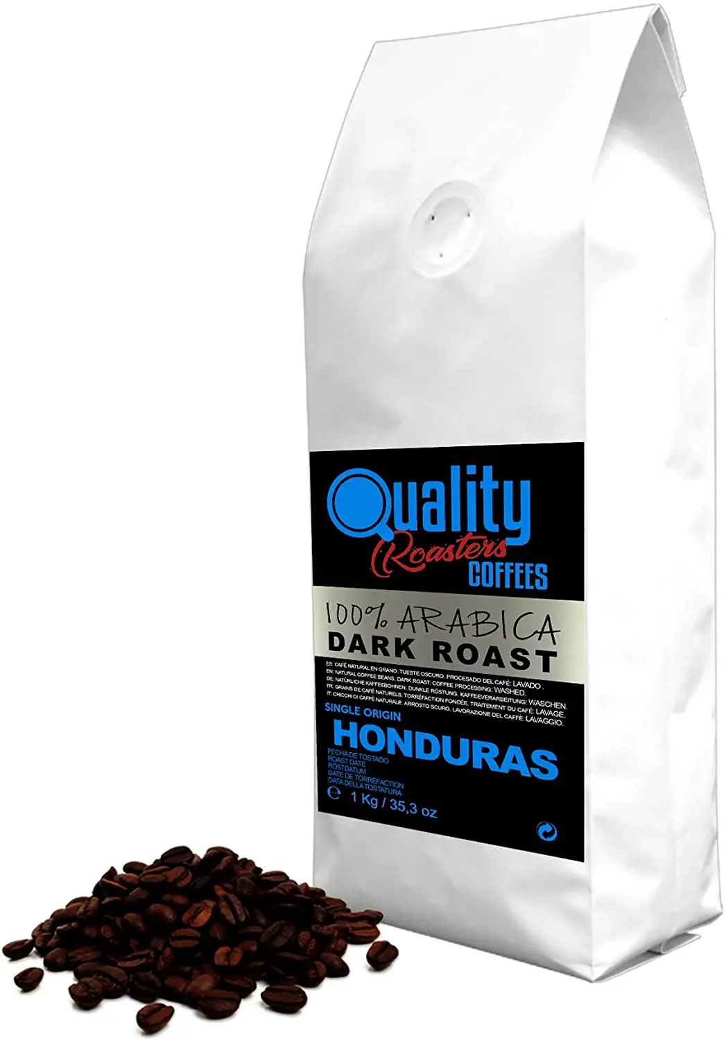 Café en grano natural. Tueste Oscuro. 100% Arabica. Origen único Honduras, 1kg.