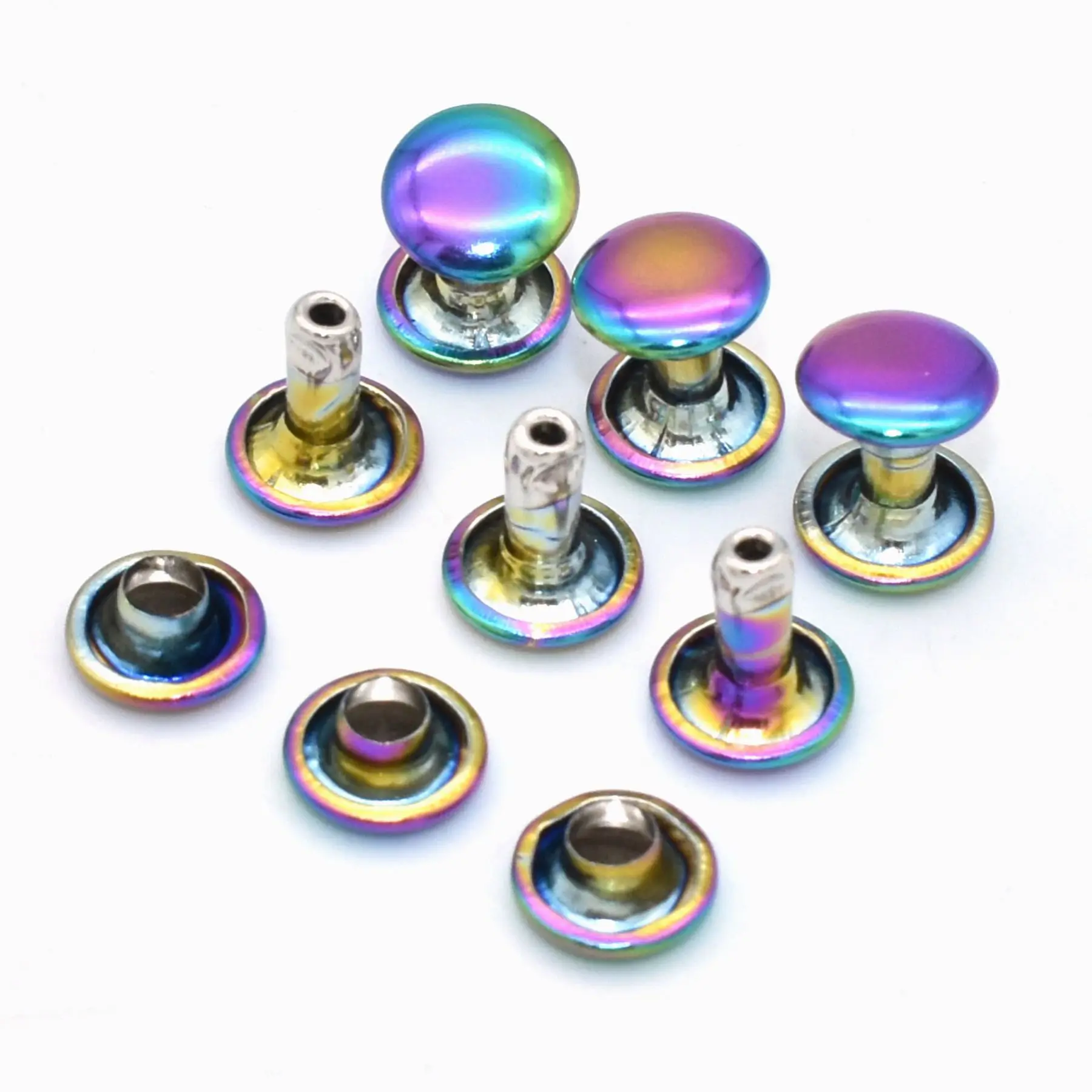 Rainbow Rivet 8mm Double Round Cap Rivet Iron Button  Rivet DIY Leather Craft Sewing Accessories Purse Handbag Bag Hardware