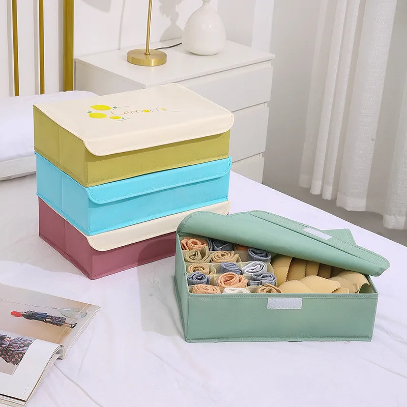 

High Quality Cloth Underwear Bra Storage Box Fruit Printing Suitable for Socks and Underwear Collapsible Drawer Storage Box