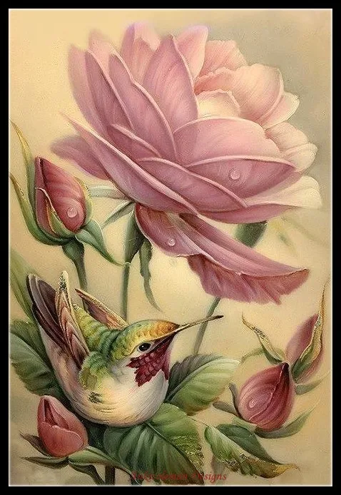 

Rose and Bird - Counted Cross Stitch Kits - Handmade Needlework for Embroidery 14 ct Cross Stitch Sets DMC Color