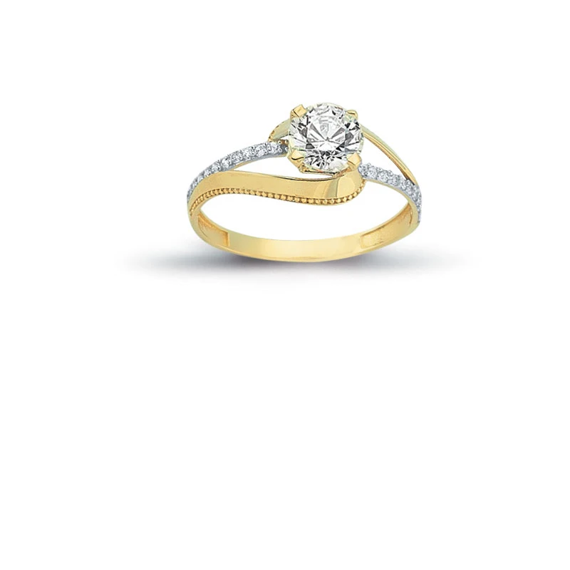 14K Solid Gold Sparkling Solitaire Engagement Wedding Ring