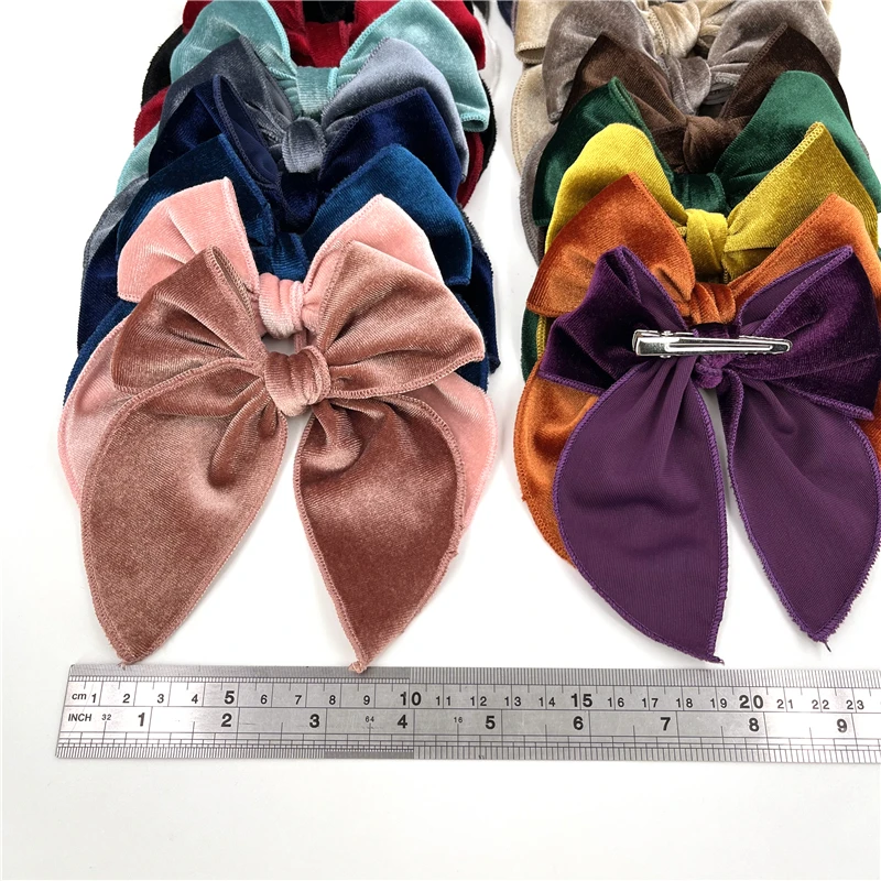 Fable Velvet Bow Hair Clips Baby Girls Hair Bow Barrettes Kids Women Large Sailor Bows Accessories Hair Grips