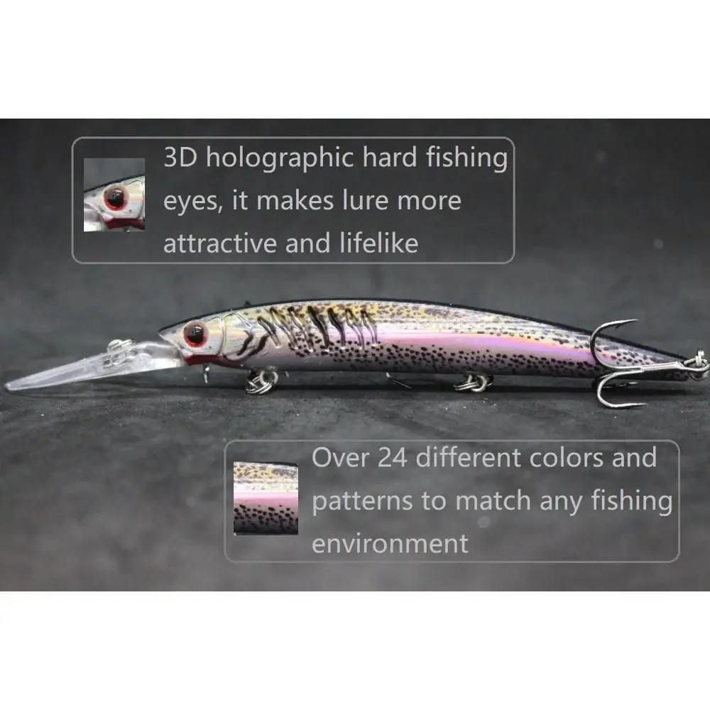 wLure Minnow Fishing Lure  14g 14cm Gill Slots Add More Water Weight in Head for Jerking Long Lip for Deep Diving Ability M650
