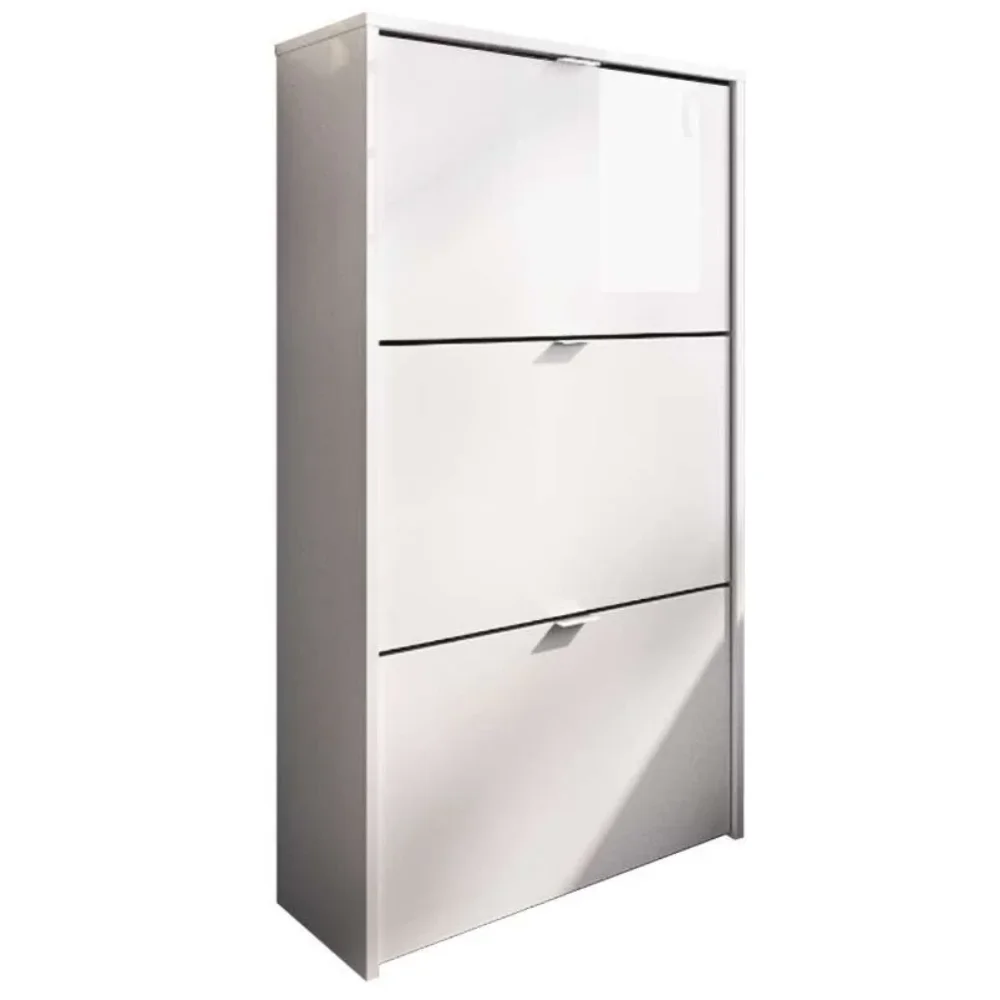 3-door shoe cabinet, narrow shoe cabinet Hall entrance room white 113x60x22 cm