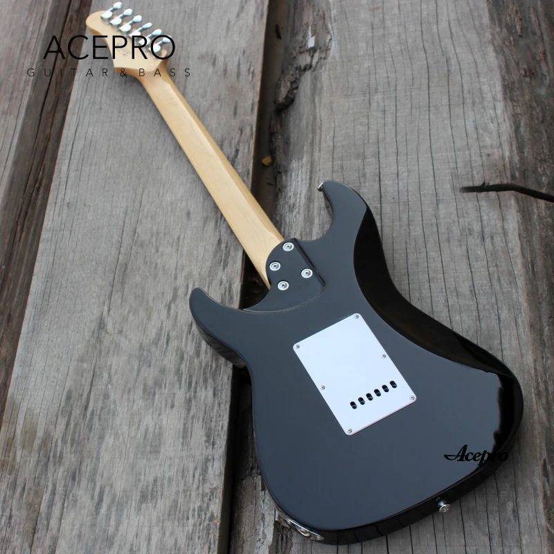 In Stock Acepro Electric Guitar Transparent Black Flame Maple, Wilkinson Tremolo, Humbucker Pickup Split Coil, Quality Guitarra