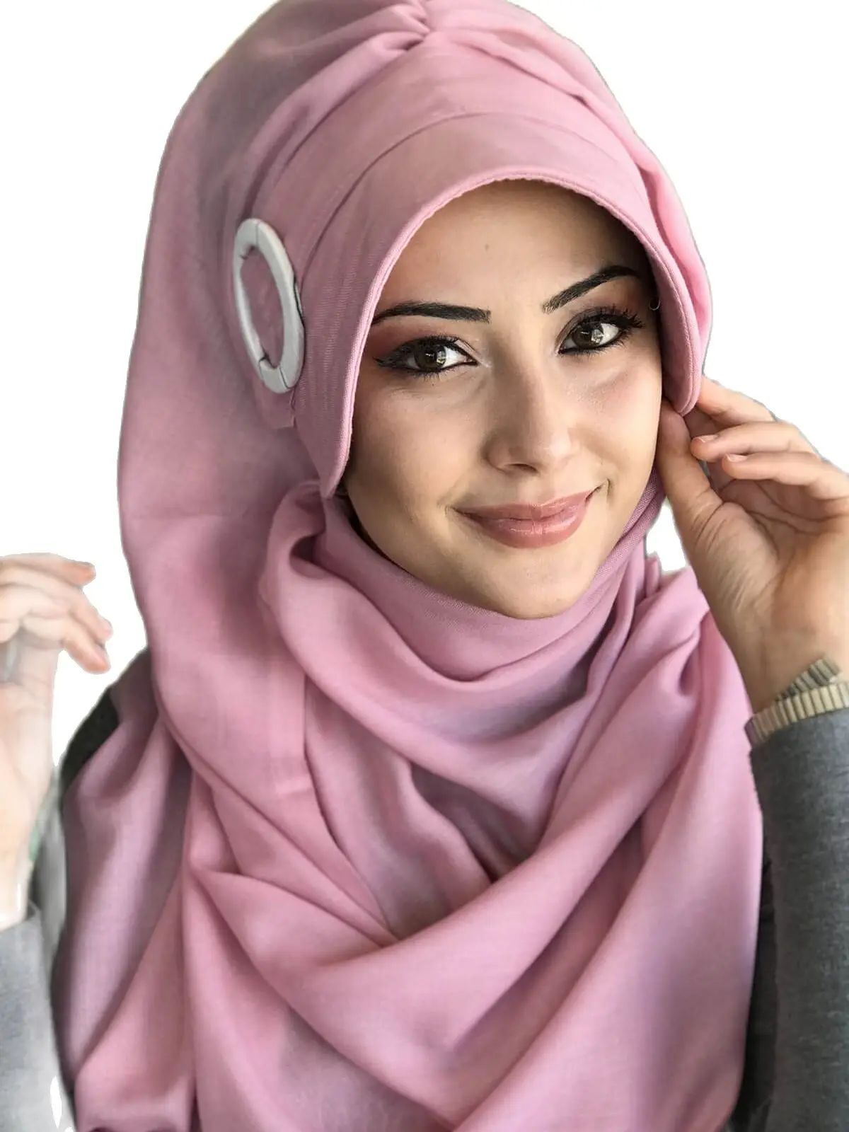 New Fashion 2021 Muslim's Headscarf Islamic Clothing Turban Spring Summer Season Foulard Dried Rose Buckle Women's Hat Shawl