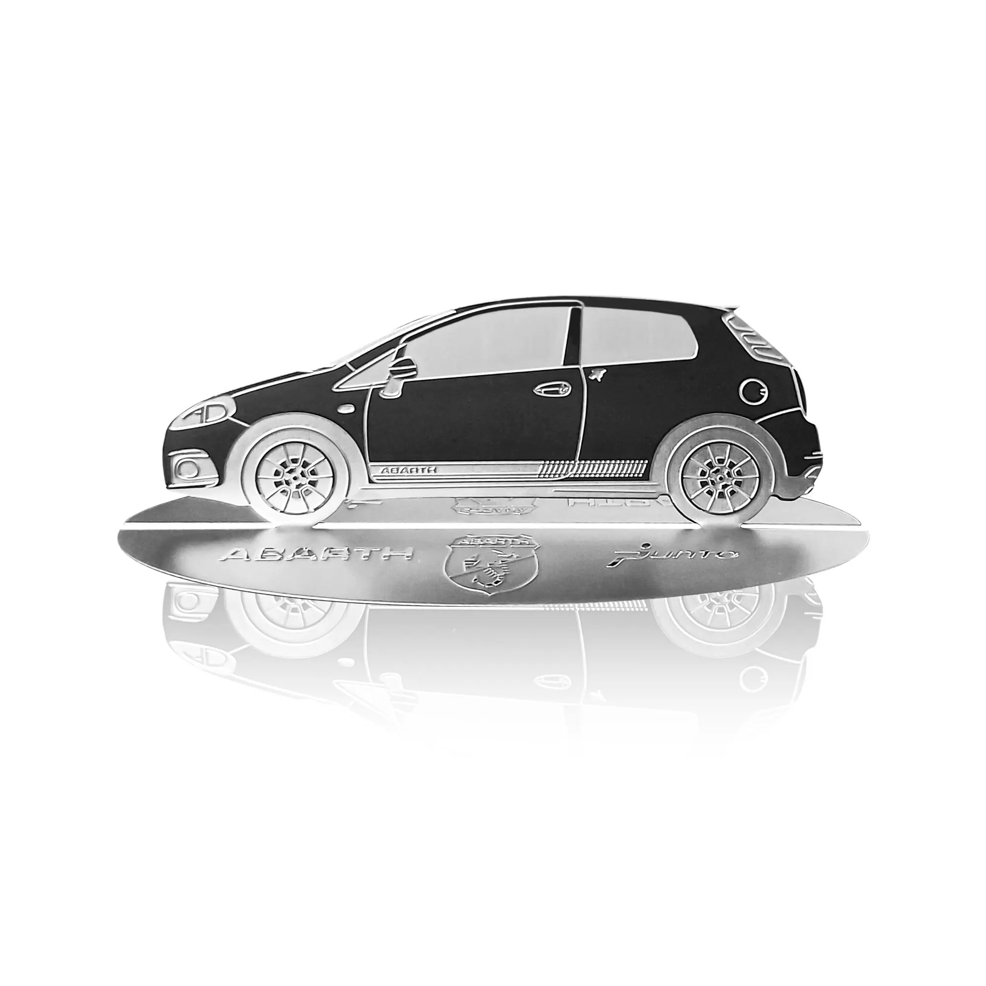 Diecast model shape engraved car Fiat Grande Punto Abarth stainless steel