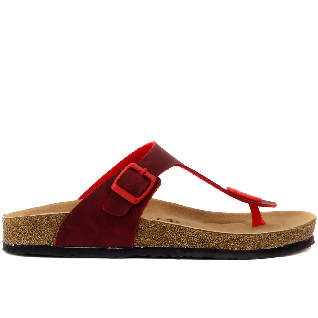 Fly doux-couleur rouge femmes string sandales