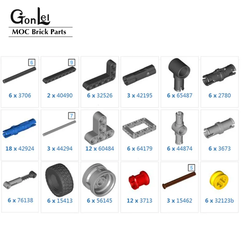 NEW Technical Suspension Trailer Suspendet Axles fit for Truck Chassys 3-Axled MOC Building Blocks Cars Bricks Model Toys Gifts