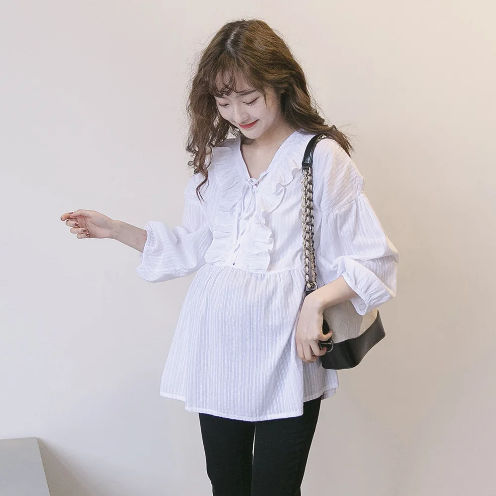 Spring Autumn Maternity Clothes Long Sleeve Blouse Shirt Top Loose Pregnant Women Breastfeeding Nursing Shirt Pregnancy Clothing