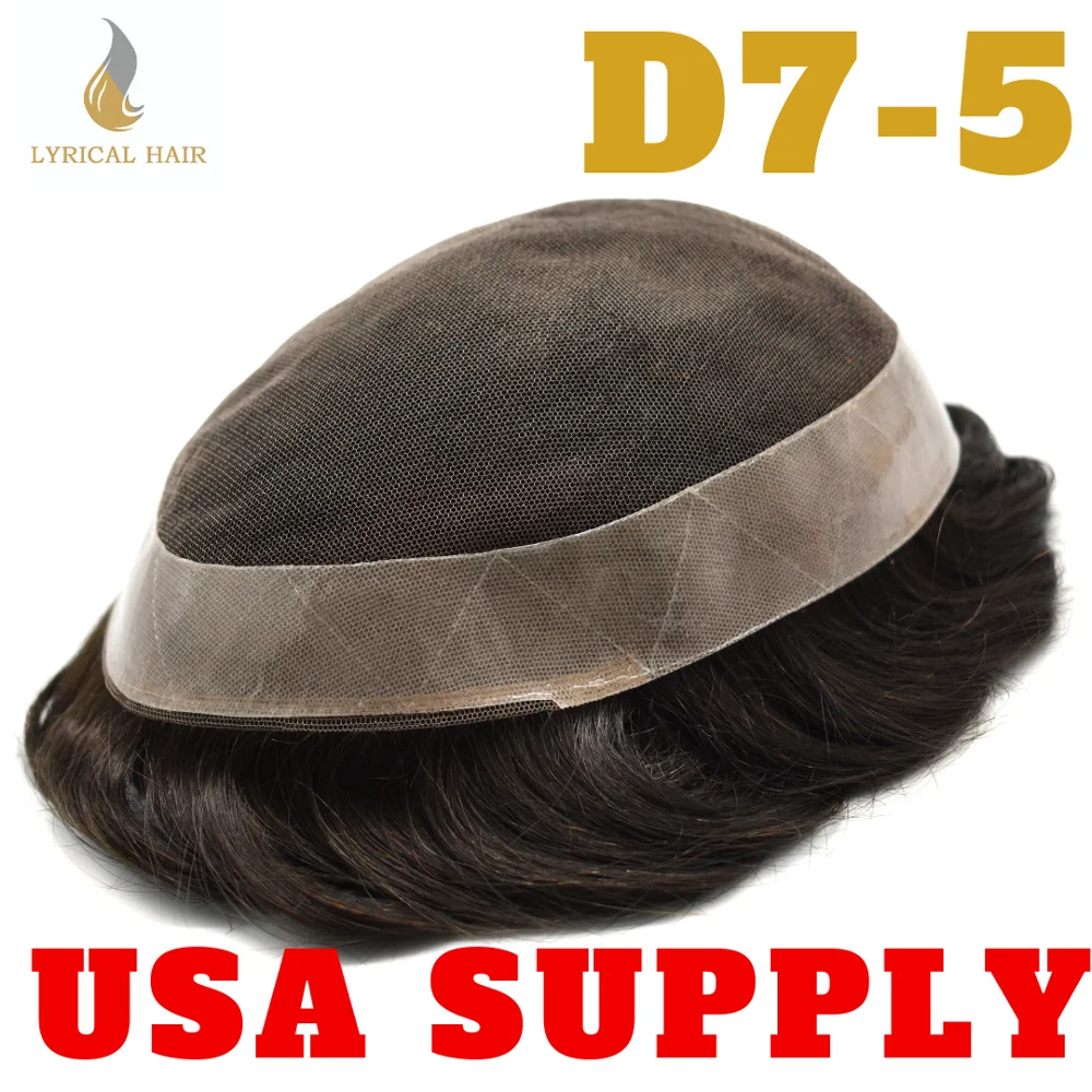

Men's Hair French Lace Mens Toupee Wig Hairpieces Remy Hair System Replacement For Men D7-5 USA SUPPLY