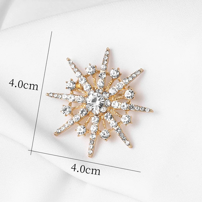 WEIMANJINGDIAN Brand Crystal Rhinestones Starburst Brooches Lapel Hijab Pins