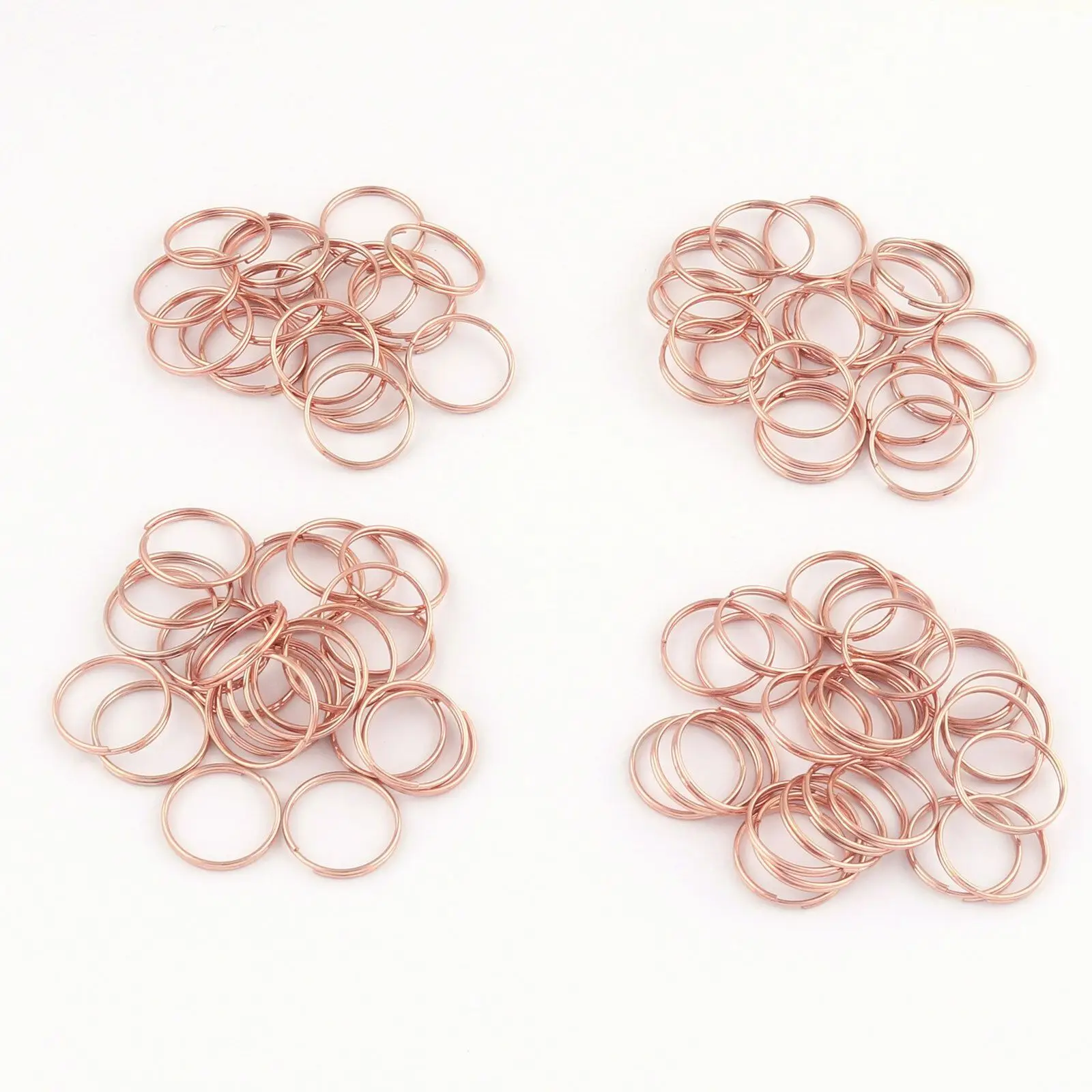 16mm Rose Gold Split Key Ring Jump Key Fob Loop Metal Clasp Connector Trigger Clip Buckles Dog Collar Supplies