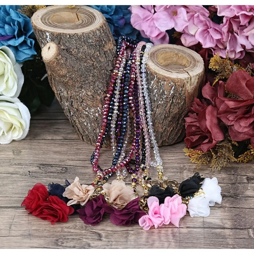 

6 PCS Luxury Rosary Muslim Sets Rose Tasseled Crystal Islamic Gift Ramadan Mevlüt Communities 2023 Worship Prayer Turkish Stores