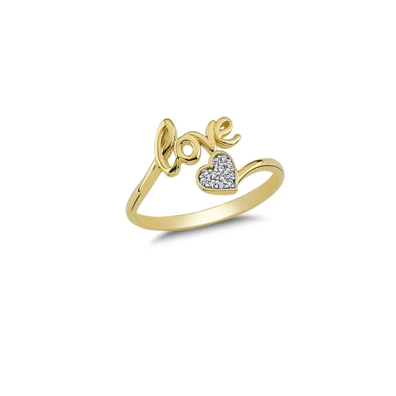 14K Solid Gold Love Ring Heart Ring My Love