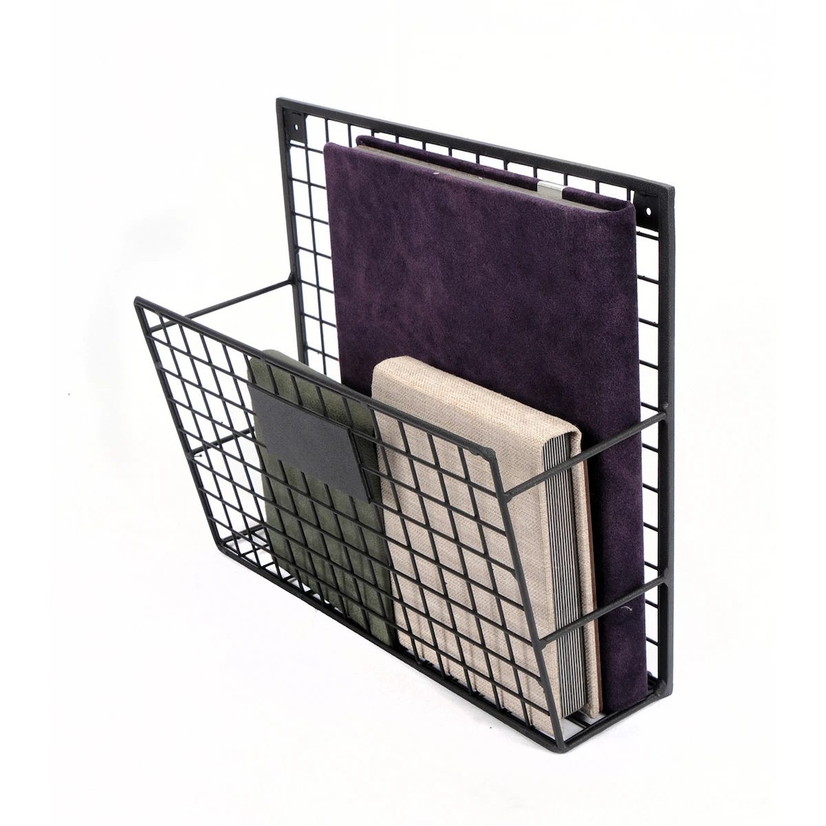 Iron Grid Wall Shelf Metal Magazine Holder, Bookshelf Single Compartment Document Rack WD233-Y1