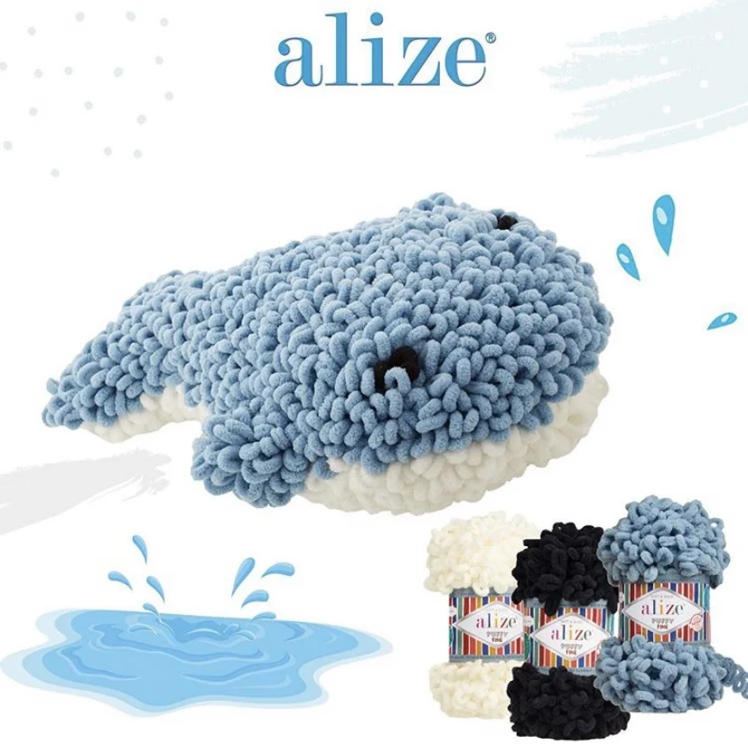 5 Pcs Alize Puffy Fine Yarn Loops Finger Knitting Chunky Amigurumi Blanket Carpet Chenille Thick Yarn