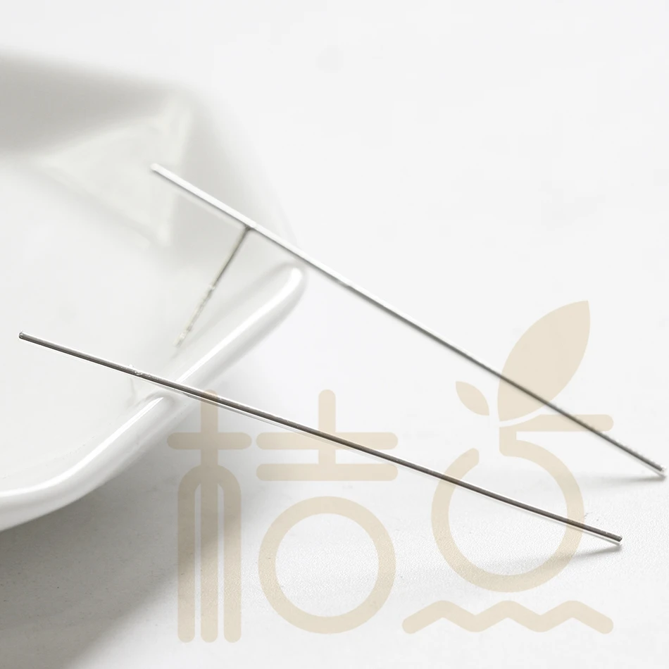 DIY Supply-2 Pieces (One Pair) Solid Hand Soldered Brass Earring Finding - Round Bar 50x0.9mm (4331C)