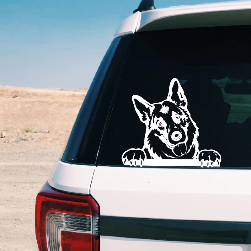 German Shepherd Decals Dog Face Head Smiling Peeking Funny Vinyl Sticker Car Window Decor Police Dog Laptop Decal Decoration