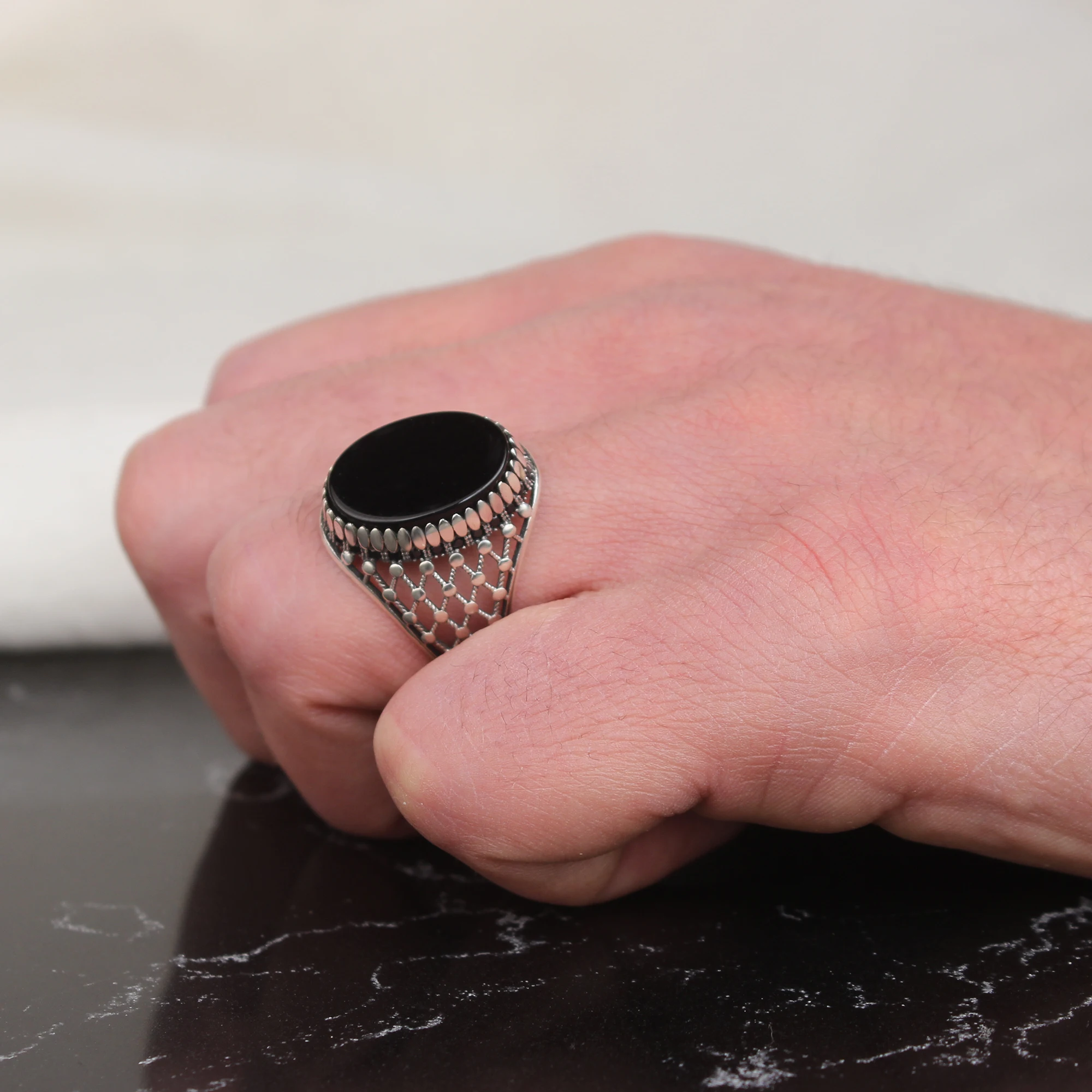 925 Sterling Silver Ring for Men Onyx Stone Jewelry Fashion Vintage Gift Onyx Aqeq Mens Rings All Size