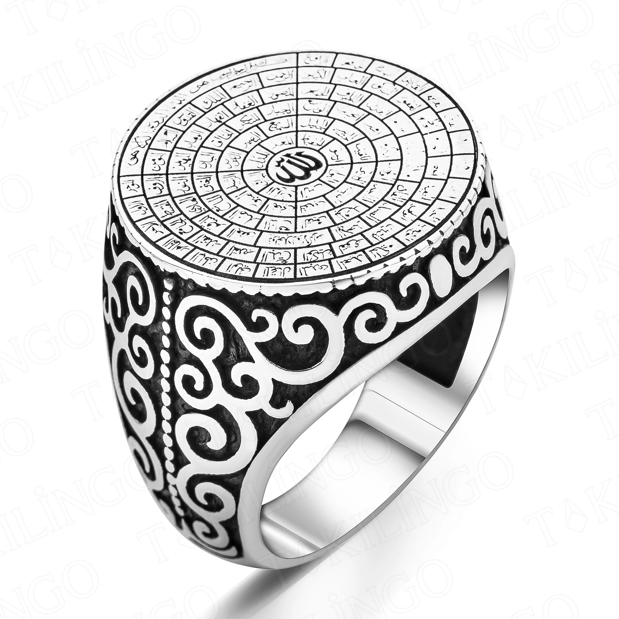 Solid 925 Sterling Silver Asmaulhusna (Names of Allah) Islamic Men's Ring  High Quality Handmade Jewelry Gift For Him