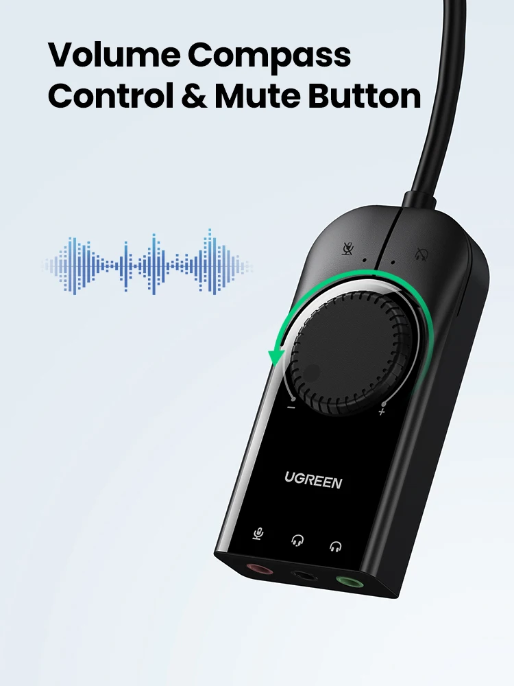 UGREEN-tarjeta de sonido USB, interfaz de Audio externa de 3,5mm, adaptador de micrófono para ordenador portátil, PS5/4, auriculares, tarjeta de