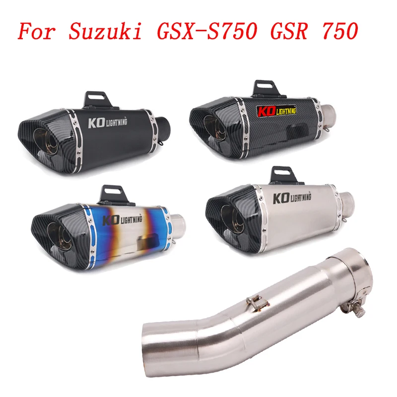 

Slip On Motorcycle Exhaust Mid Link Pipe And 51mm Muffler Stainless Steel Exhaust System For Suzuki GSX-S750 GSR 750