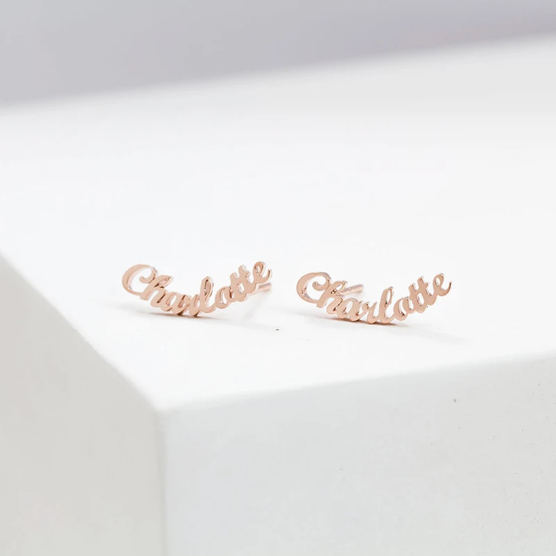 DOREMI Name Earrings Minimalist Earrings Personality Custom Name Earrings Studs Custom Nameplate Earrings Gifts For Friend Girls