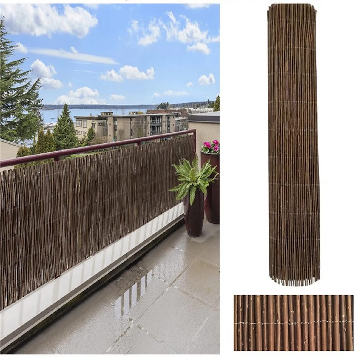 Comercial Candela| Natural Wicker| Composition 100% Cane And Wire| Mesh Concealment| Privacy Exterior| Garden Decoration| Patio| Terrace| Shading| Pergola Roof| Resistant