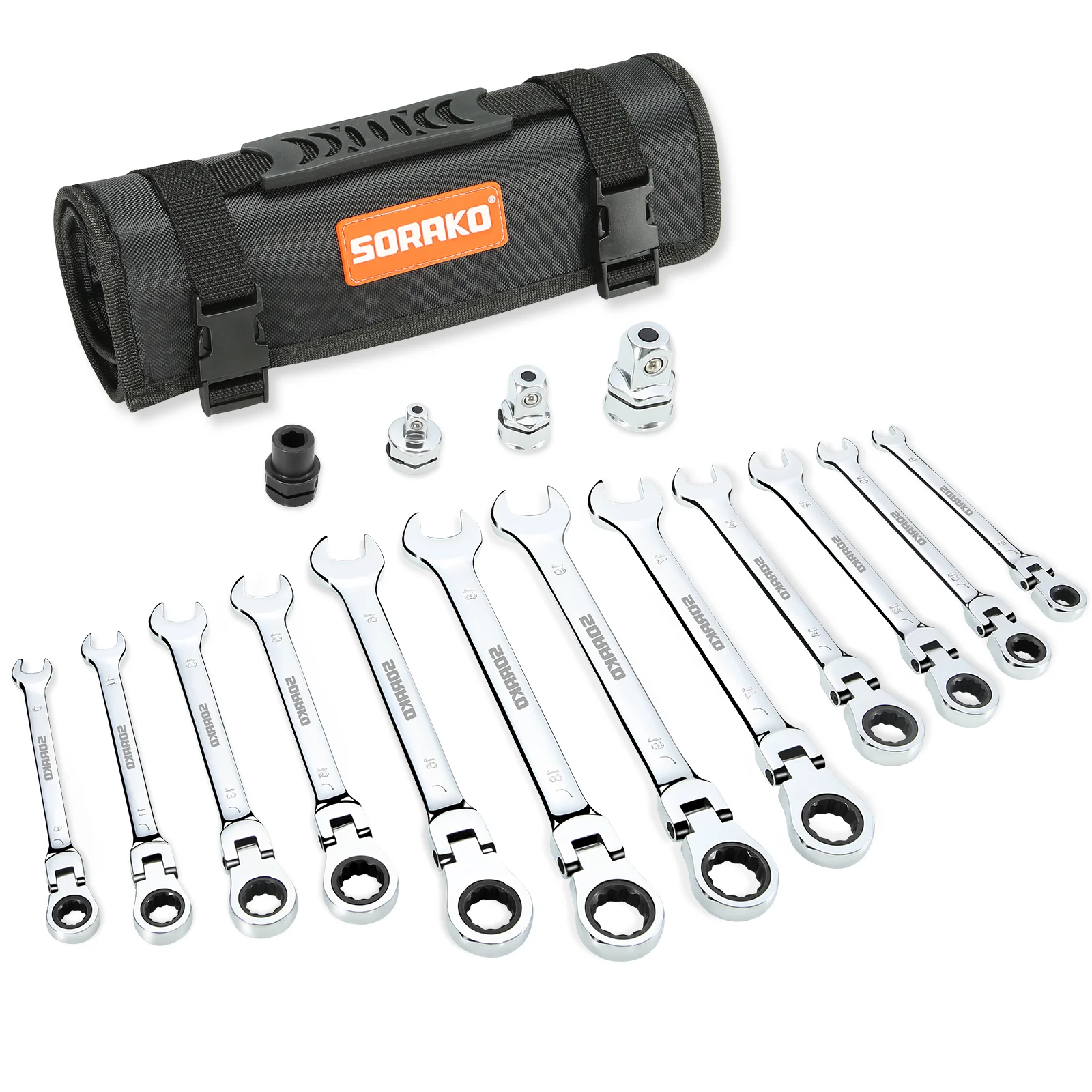 Flex Head Ratcheting Wrench Set,Combination Ended Spanner kits, Chrome Vanadium Steel Hand Tools Socket Key Ratchet Wrench set s