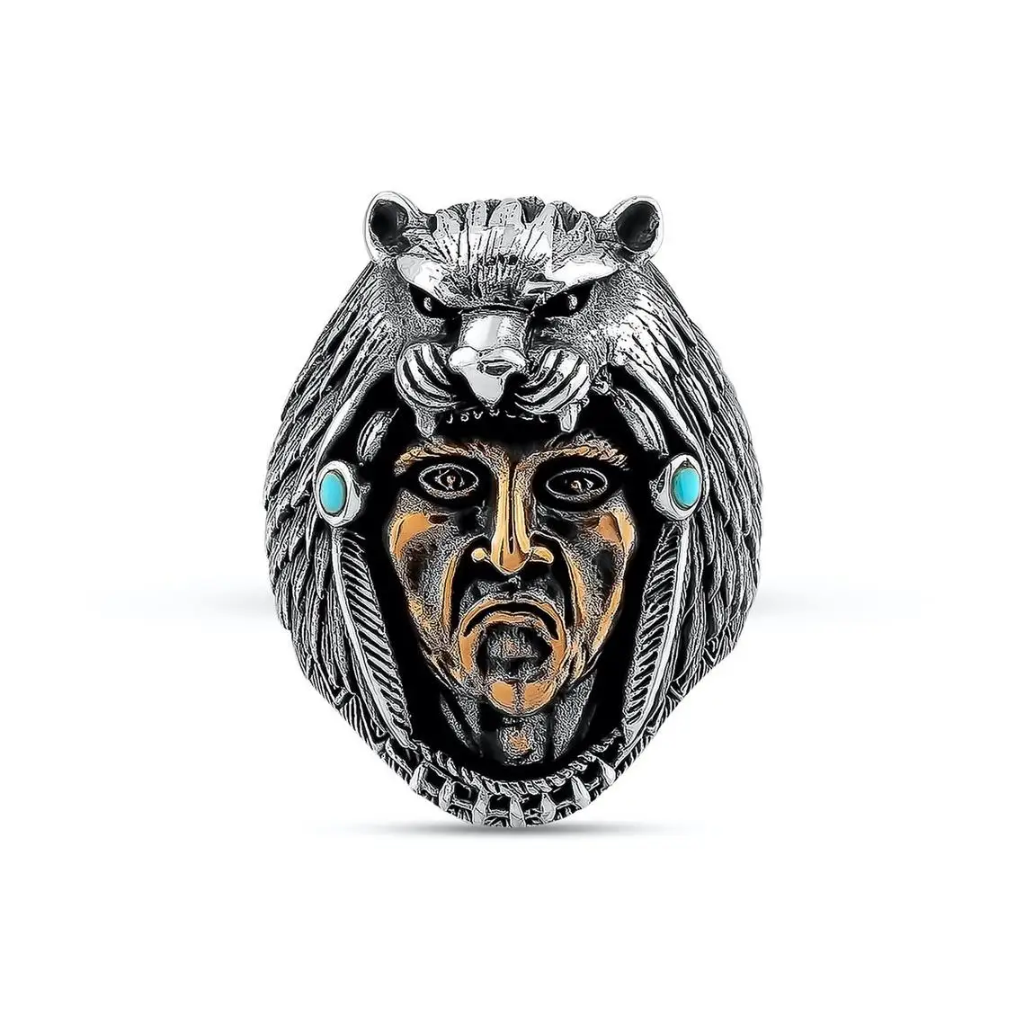 Geronimo Apache Silver Ring, Vintage Injun Ring, Turquoise Gemstone Ring, Unique Design Men’s, 925 Sterling Silver Ring Jewelery